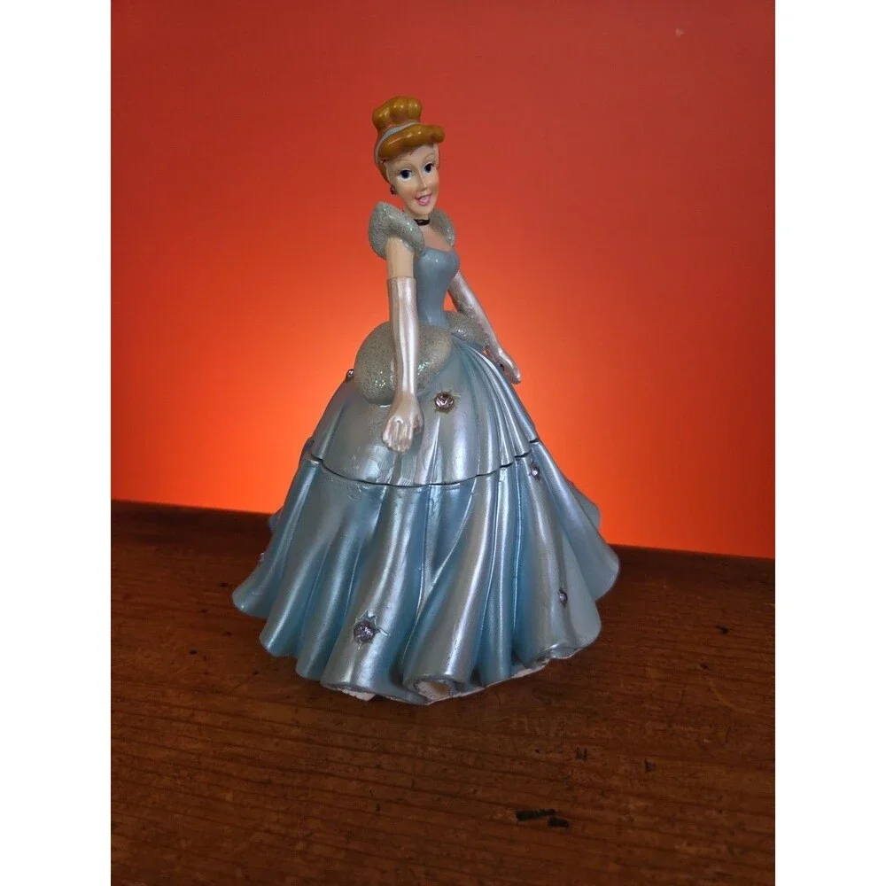 Vintage Disney Princess Cinderella Figurine Rhinestone Trinket Box F.A.B NY